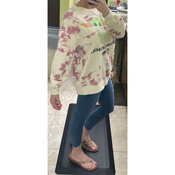 Star Wars women's medium crew neck long sleeve tie dye sweatshirt baby yoda - Picture 5 of 7